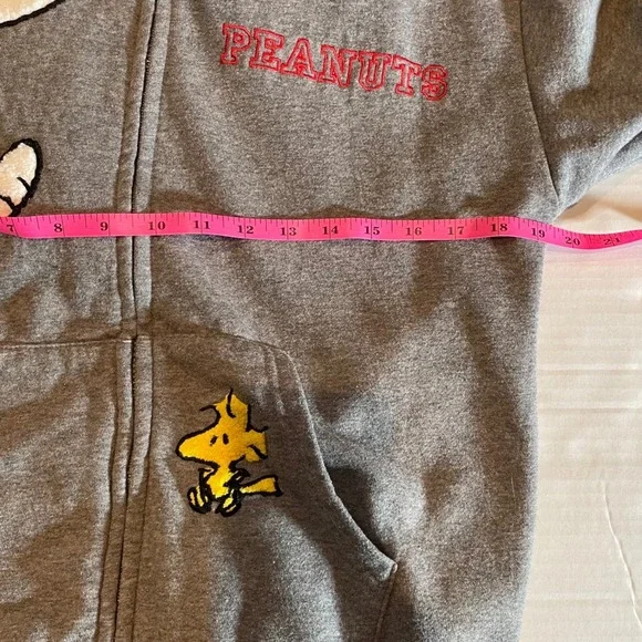 Peanuts Snoopy Woodstock Graphic Full Zip Hoodie Heather Charcoal XS - Picture 6 of 7